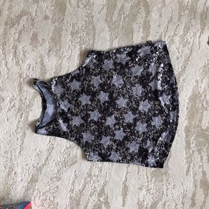 Terez Black Stars Foil Racerback Tank - L